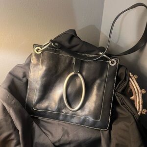 EUC DKNY Donna Karan New York Black Leather Square Vintage 2000s Shoulder Bag